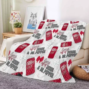Cute Soft Drink Pattern Fleece Blanket Super Soft Cozy Plush Flannel Throw for Bedding Decor Girls Gift