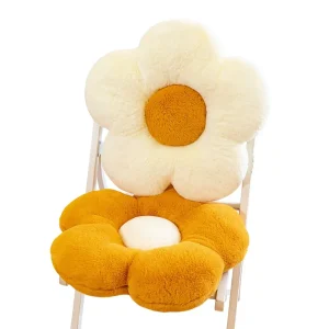 Cute Sunflower Seat Cushion Throw Pillow Plush Toy 3D Backrest Plant Themed Bay Window Car Decor PP Cotton Filling