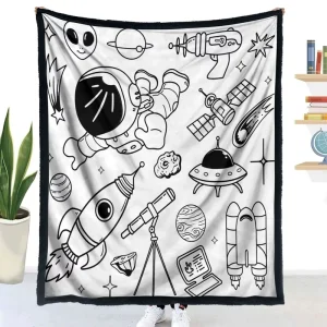 DIY Coloring Blanket Handmade Coloring Blanket Space Themed Educational Toy Blanket for Kids Stress Relief for Adults Custom