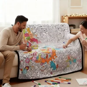 DIY Coloring Blanket Washable Drawing Color Blanket Custom Creative Painting Art Play Mat Kids Family Educational Home Gift