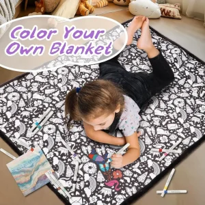 DIY Coloring Blanket for Adults Color Your Own Blanket Kit Washable Cozy Velvet Kit for Home Decor Without Acrylic Markers