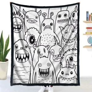 DIY Coloring Blanket for Kids Adults Color Your Own Blanket Without Acrylic Markers Animals DIY Coloring Blanket Home Decor