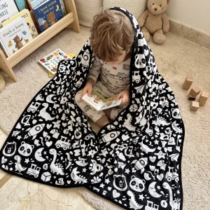 DIY Coloring Kids Blanket Washable Polyester Knitted Throw All-Season Custom Color Factory Price Low MOQ Private Label Export
