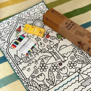DIY Coloring Kids Play Rug Foldable Washable Ethnic Outline Pattern Prayer Mat Children Crawling Activity Floor Carpet