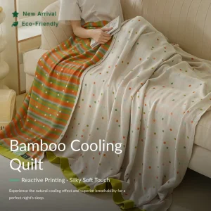 DL Bed Blanket Reversible Viscose From Bamboo & Cotton Throw Blanket Breathable Lightweight OEM Available