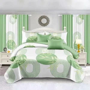 DL Luxury Polyester All Season 12 Piece King Size Bedding Set Bedspread Flat Sheet Fitted Sheet Pillowcases Curtains for Home