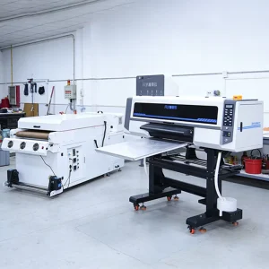 DTF Heat Transfer Printer 60cm Roll to Roll Direct to Film Full Automatic 4Head I3200 Oven Powder Shaker All Fabrics