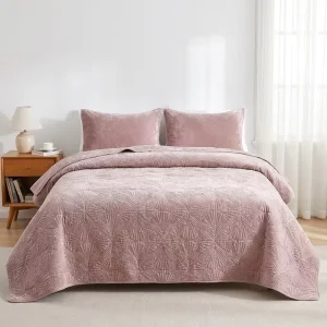 DUJUIKE Lightweight Quilted Sunflower Pattern Polyester Anti Pilling Simple Style All Season Machine Washable Bedspread Blanket