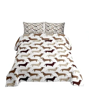 Dachshund Themed Cozy Lightweight Synthetic Fiber & Feather Silk Cotton Quilted Four Season Customizable Digital Printed Blanket
