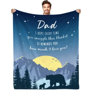 Dad’s I Love You Flannel Throw Blanket 50”x60” Soft Machine Washable Bedding Gift for Daughter Son Christmas