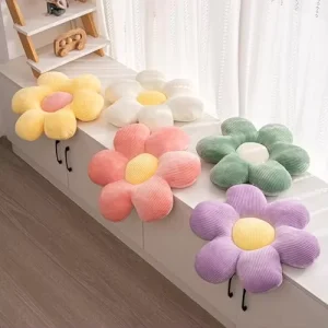 Daisy Flower Pillow Pink Woven Decorative Throw Cushion for Sofa and Bed Home Decorative Pillows