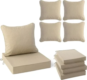 Danlong Waterproof Patio Cushions for Outdoor Furniture Back Pillow and Seat Cushion Set for Couch Replacements 24 X 24 Inch