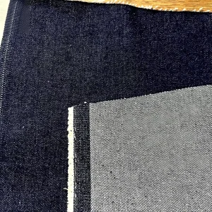 Dark Blue 14oz 100% Cotton Twill Denim Fabric Yarn Dyed Woven Shrink Resistant Weft Very Heavyweight Non Selvedge