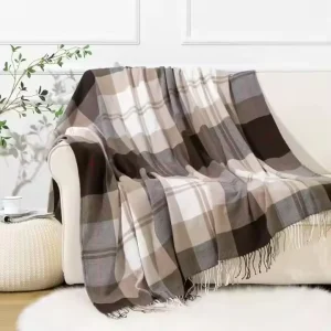 Dark Color Animal Print Rabbit Throw Blanket Scarf for Couch Lightweight Wool Breathable Beige Soft Cozy Bed