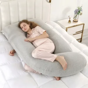 Dark Grey Color Ergonomic Full Sized Restless Legs Relief Pregnancy Pillow for Hot Sleepers