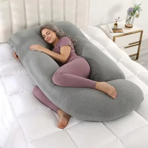 Dark Grey Ergonomic Full Sized Maternity Pillow Support for Hot Sleepers