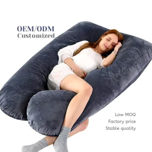 Dark Grey Neck Arms Belly Legs Support Removable Cover U Shaped Full Body Maternity Pillow for Pregnancy