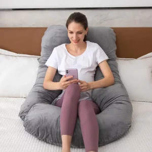 Dark Grey Sleeping With Cover for Women U Shaped Full Body Pregnancy Pillow for Maternity Support
