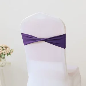 Dark purple Chair Sashes Spandex Burgundy Sashes for Wedding Events Party Chair Cover Bow Stretched Rose Chair Sashes Decoration