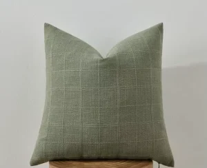 Decorative Check Throw Pillow Covers Neutral Farmhouse Vintage Modern Boho Design 18*18 Inch Natural Beige Hand