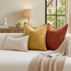 Decorative Chenille Twill Shrink Resistant Throw Pillow Cases Square Modern 100% Polyester