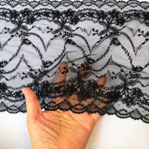 Decorative Clothing Accessories Luxury Silver Thread Embroidery Elastic Lace