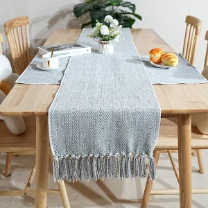 Decorative Cotton Dining Table Runner Custom Embroidery Jacquard Table Cloth Hotel Kitchen Woven Boho Table Runner