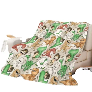 Decorative Cute Dinosaur Cartoon Characters Printing Blanket Custom Designs Eco-Friendly All-Season Soft