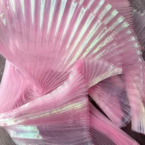 Decorative Designer Accordion Pleated Metallic Organza Fabric