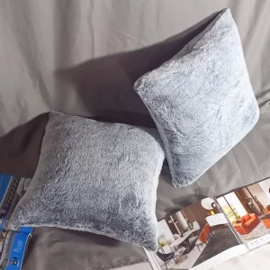 Decorative Faux Fur Woven Solid Eco-Friendly Removable Washable Customizable Square Polyester/Cotton Filling Throw Pillow Decor