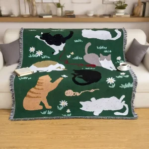 Decorative Jacquard Tapestry Office Nap Outdoor Camping Airplane Wall to Wall Carpet Adorable Pet Series