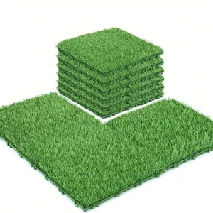 Decorative Outdoor Waterproof Artificial Grass Carpet Tiles Interlocking Lawn Flooring with Easy Installation