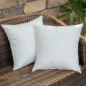 Decorative Outdoor Waterproof Pillow Square Garden Cushion Throw Pillow for Spring Patio Tent Couch 18×18 Inch White