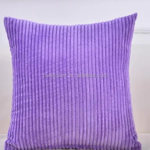 Decorative Soft Velvet Corduroy Striped Square Throw Pillow