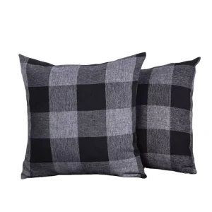 Decorative Waterproof Square Black Outdoor Throw Pillows and Cushions for Tent Park Couch