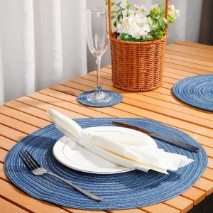 Decorative Woven Oval Polyester Cotton Placemats for Modern Dining Tablemats Heat Resistant Reusable Non-Slip Custom Size 2mm