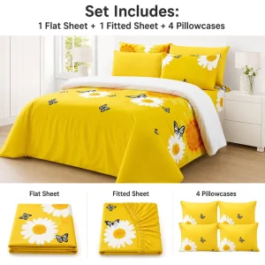 Deep Pocket 6PCS Microfiber Bed Sheet Set Soft Hotel Quality Bedding Set King Queen Size