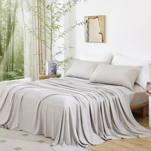 Deep Pocket Queen King Size Durable All Season Smooth Comfortable Cooling Silky Soft Bamboo Fiber Bedding