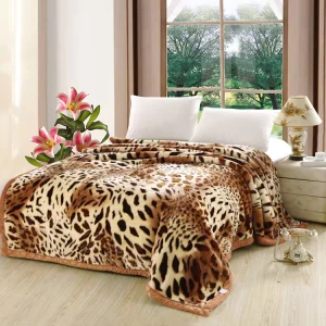 Deluxe Autumn Winter Thickened Thermal Blanket Winter Shag Raschel Animal Print 100% Polyester Portable Anti Pilling Bed Blanket