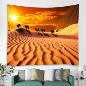 Desert Camel Print Wall Hanging Backdrop Poster Aesthetic Blanket Tapestries for Living Room