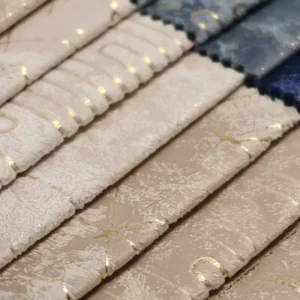 Design 100% Polyester Fabric Tear-Resistant Breathable 265Gsm Hot Stamping Gold Bronzing Sofa Fabric