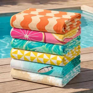 Design Lightweight Sand Free Soft Towels Print Pool Swim Summer Custom Print Microfiber Suede Beach Towel
