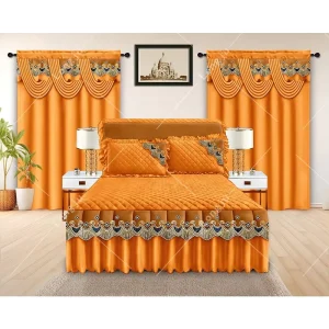 Designer Bedding Collection Luxury European and American Style Queen Bedding Set 5 Bedskirt Set with Curtains