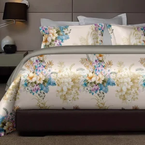 Designer Cotton Sheet and Pillowcase Set Multicolored Artistic Bedding for Stylish Room Makeover