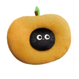 Detachable Cat Plush Pillow Black Cat Face Cushion Soft Stuffed Fruit-Shaped Throw Pillow for Sofa & Home Decor