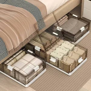 Detachable Foldable Transparent Underbed Storage Boxes Lid Portable Kid Friendly Packaging Comforters Blankets Bedding Duvets