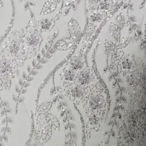 Detailed Tiny Flower Sequin Embroidery Lace Fabric High-Quality Tulle Mesh for Delicate Bridal Veils Wedding Dress Overlay