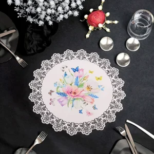 Diameter38cm Round European Style Classic PVC Placemats for Dining Table Hotel Decorative Plastic Pads & Covers