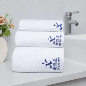 Diamond Band Design 100% Cotton 600gsm Washcloth Bath Set Hotel Hand Towel with Embroidered Logo