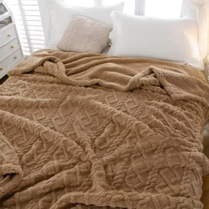 Diamond Jacquard Solid Taffeta Fleece Sherpa Double Sided Thick Throw Blanket Bed Cover Decorative Home Sofa Nap Gift
